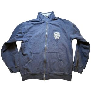 Mens Vintage Ralph Lauren CHAPS Full Zip Collared Sweater Sz L Blue GRANDPACORE